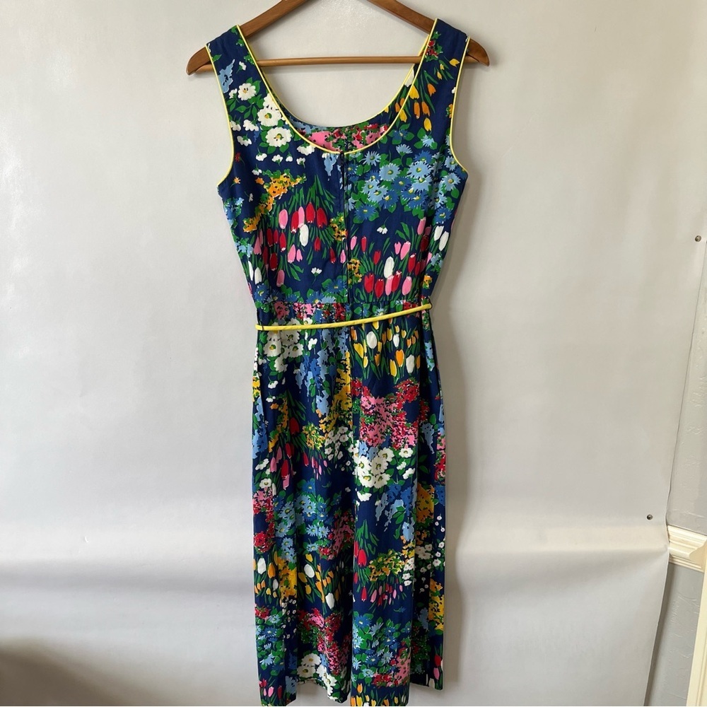 Vintage Meadowbank Blue Yellow Floral Summer Garden Dress - Picture 6 of 12